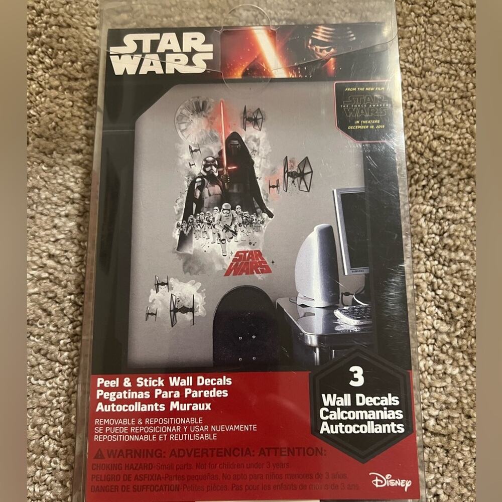 Star Wars Kylo Ren Wall Decals Disney Peel & Stick Room Decor New Sealed